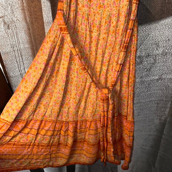 Billabong Floral Print Midi Sundress Strappy Belted Orange Pink Wish For You "M" - Picture 5 of 6